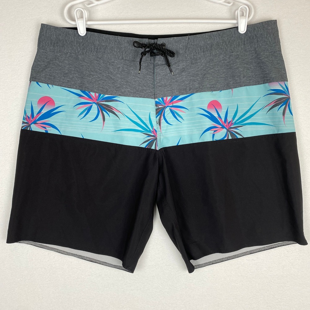Billabong Board Shorts Men's 40 Drawstring Floral Colorblock Beach Surf Swim